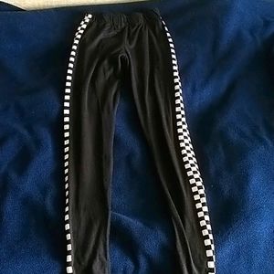 Rue21 Black Leggings with Checkered Seam